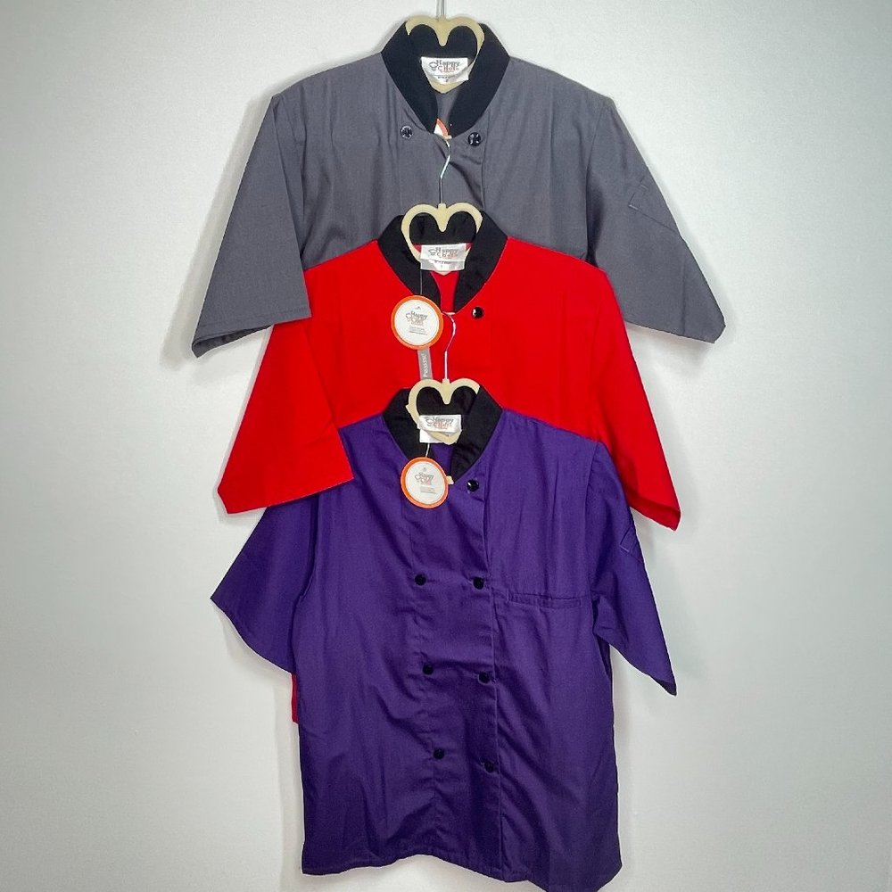 Chef Coats Happy Chef Women's Lightweight Size Small Set of 3 Chef Coats- NWT